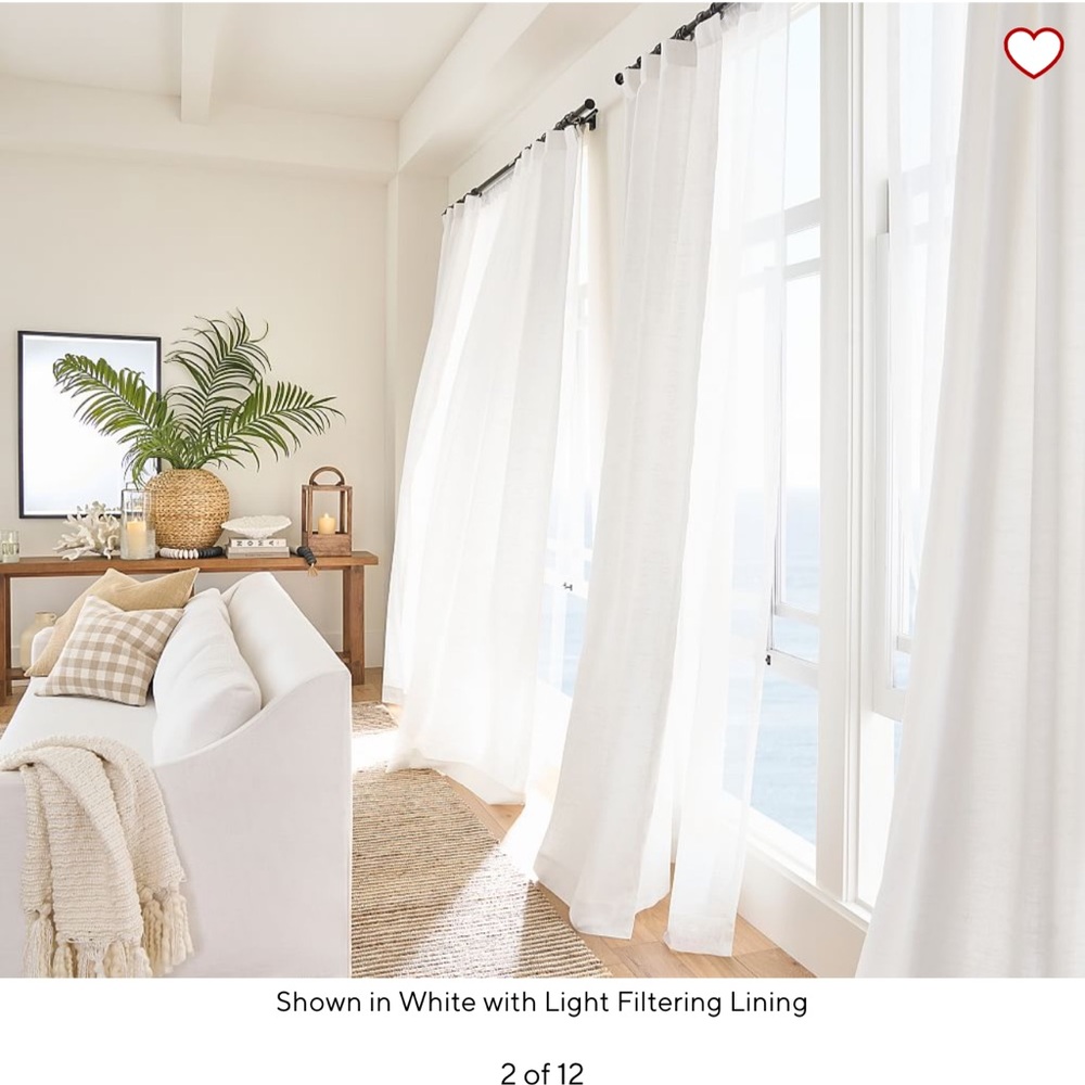 Pottery Barn Emery Sheer Curtains White (2panels)